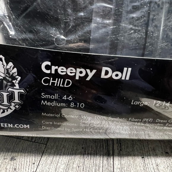 SPIRIT SIGNATURE COLLECTION CREEPY DOLL CHILD COSTUME DRESS SIZE S 4-6 NEW - Picture 9 of 9